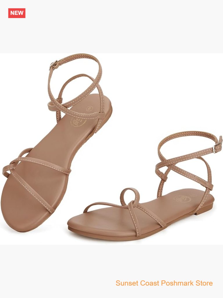 Strappy Cross Lace Up Ankle Strap Flat Sandals Lightweight Open Toe Gladiator